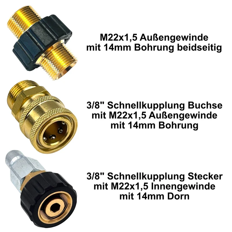 Hochdruckschlauch 2x M22 IG für HD Reiniger 220 bar Profi + Schnellkupplung Set