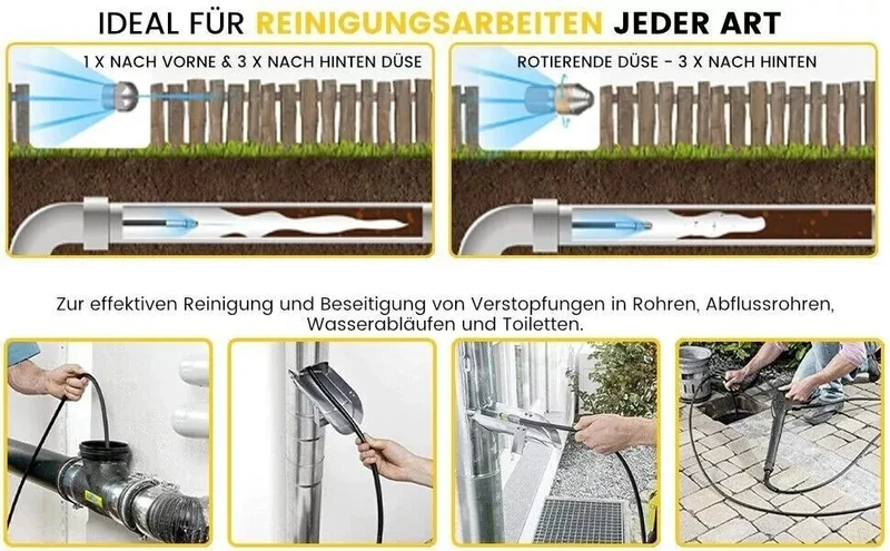 3 100m Rohrreinigungsschlauch Profi SET Hobby 4 teilig für Kärcher HD HDS etc.