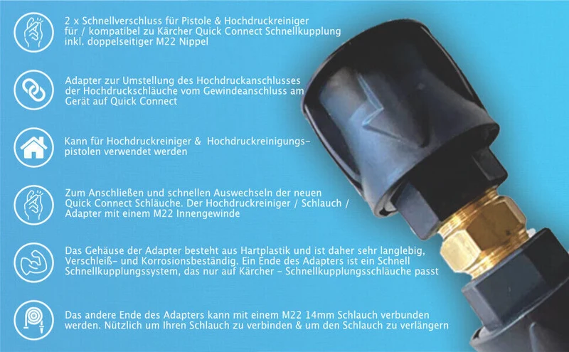 Schnellverschluss für Kärcher Quick Connect Hochdruckreiniger & für Pistole