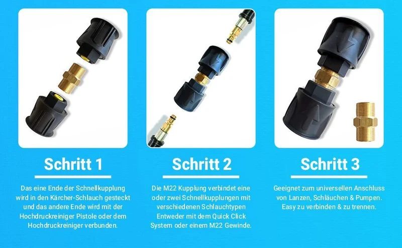 2x Schnellverschluss für Hochdruckreiniger & für Pistole Kärcher Quick Connect