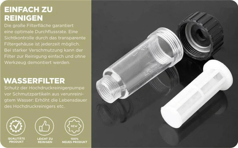 Wasserfilter für Hochdruckreiniger Gartenpumpe Wohnmobil ¾ inkl Schnelladapter