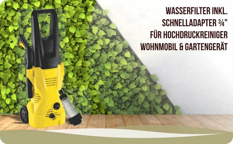 Wasserfilter für Hochdruckreiniger Gartenpumpe Wohnmobil ¾ inkl Schnelladapter
