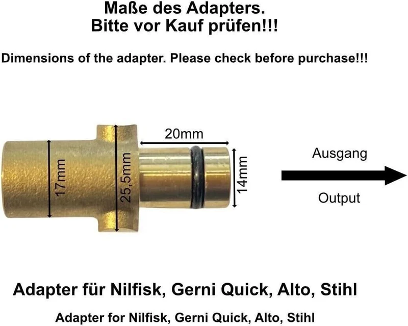 Dreckfräse 5 Düsenspitzen für Nilfisk Gerni Stecknippel inkl. Schnellkupplung