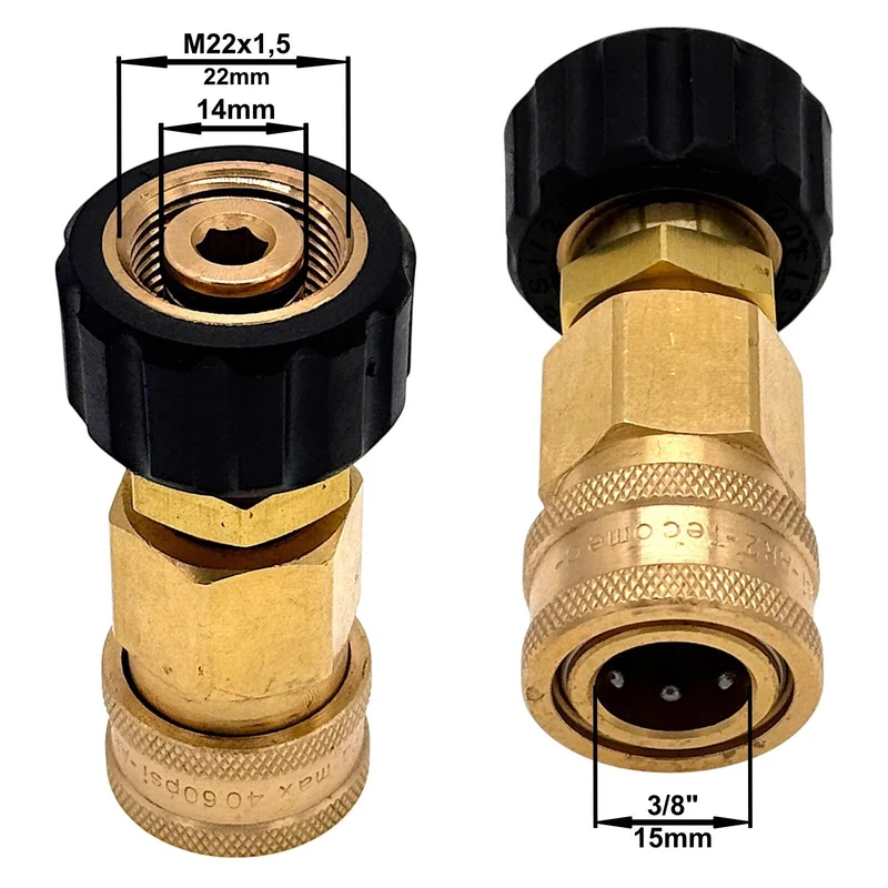 Hochdruckreiniger Schnellkupplung Buchse 3/8" mit M22x1,5 IG Handverschraubung