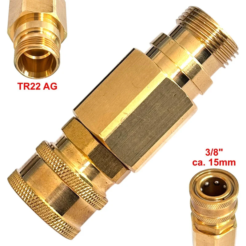 Hochdruckreiniger Schnellkupplung 3/8" mit TR22 AG Verbinder Adapter Kupplung