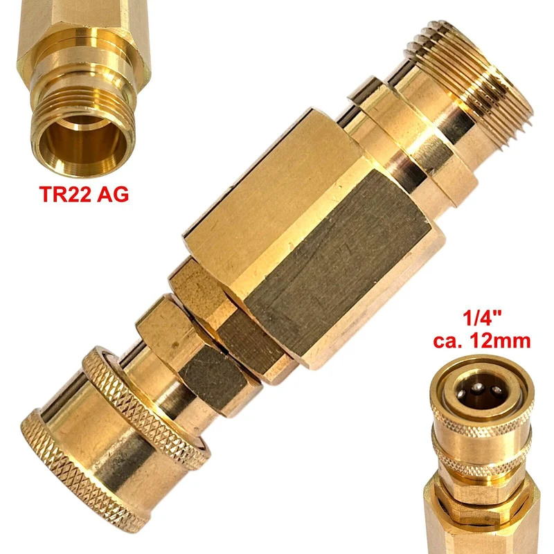 Hochdruckreiniger Schnellkupplung 1/4" mit TR22 AG Verbinder Adapter Kupplung
