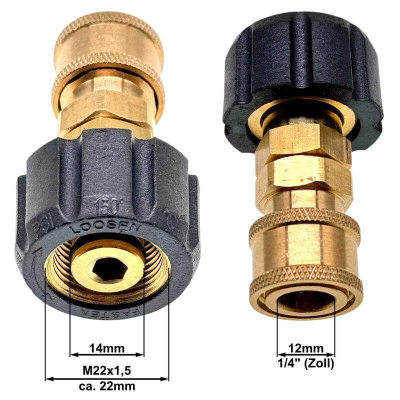 Hochdruck Adapter für HD-Reiniger M22 x1,5 IG auf 1/4" (Zoll) Schnellkupplung