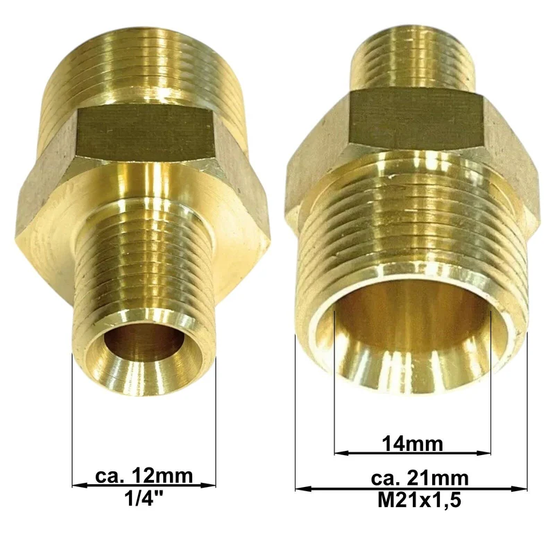 Adapter Gewinde M21 x1,5 AG auf 1/4" Zoll AG Hochdruck Verbinder Nippel Zubehör