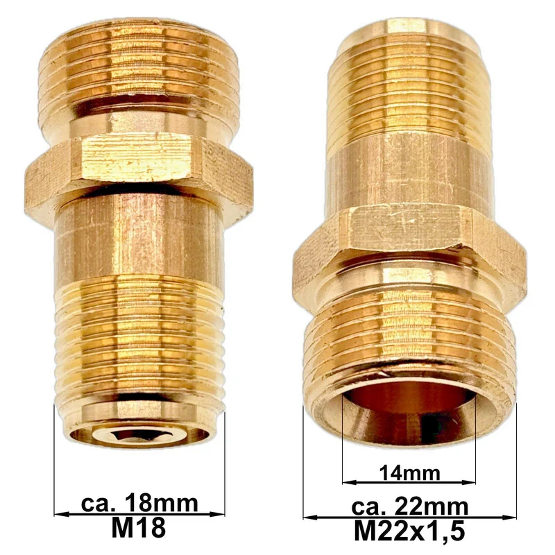Adapter Gewinde M18 x1,5 AG auf M22 x1,5 AG Hochdruck Verbinder Nippel Kupplung