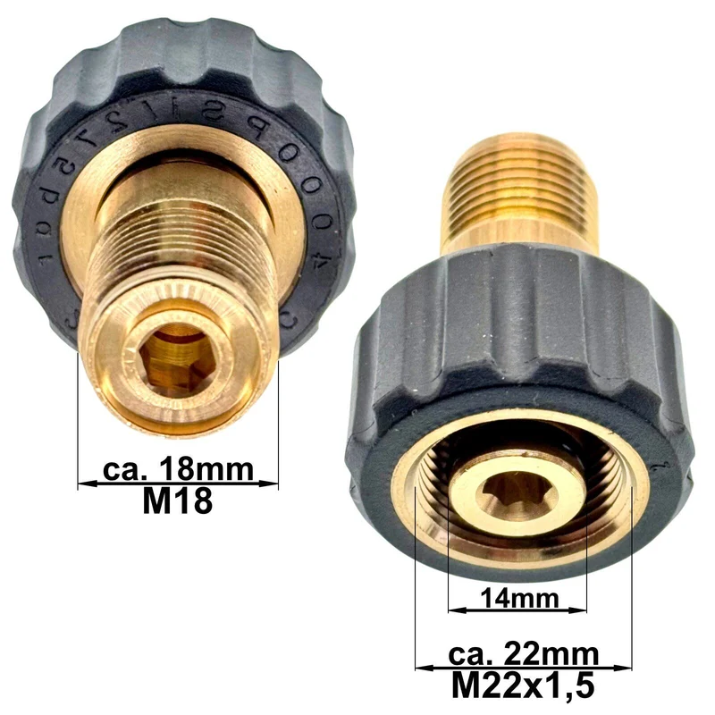 Adapter Gewinde M18 x1,5 AG auf M22 x1,5 IG Hochdruck Verbinder Nippel Kupplung