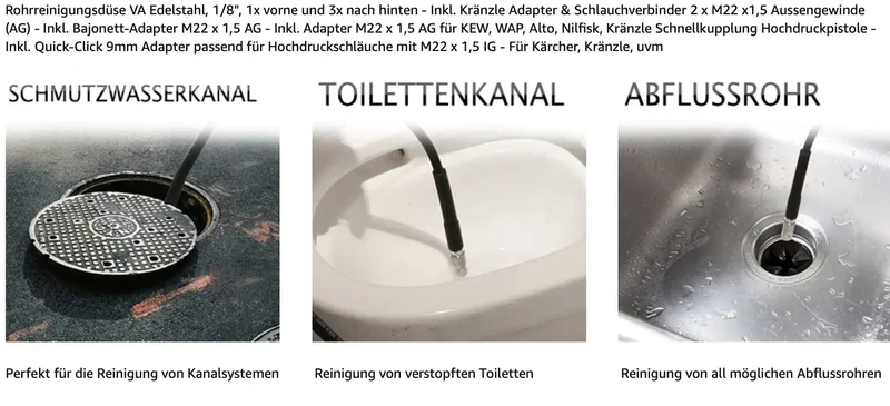 Rohrreinigungsschlauch 14-Teilig für Kärcher Kränzle NILFISK ALTO WAP Bosch B&D