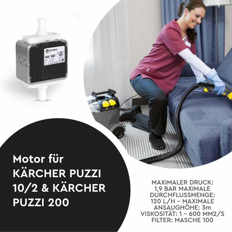 Gotec Wasserpumpe für Kärcher Puzzi 100 200 8/1 10/2 10/1 C ADV Hagerty V 114724