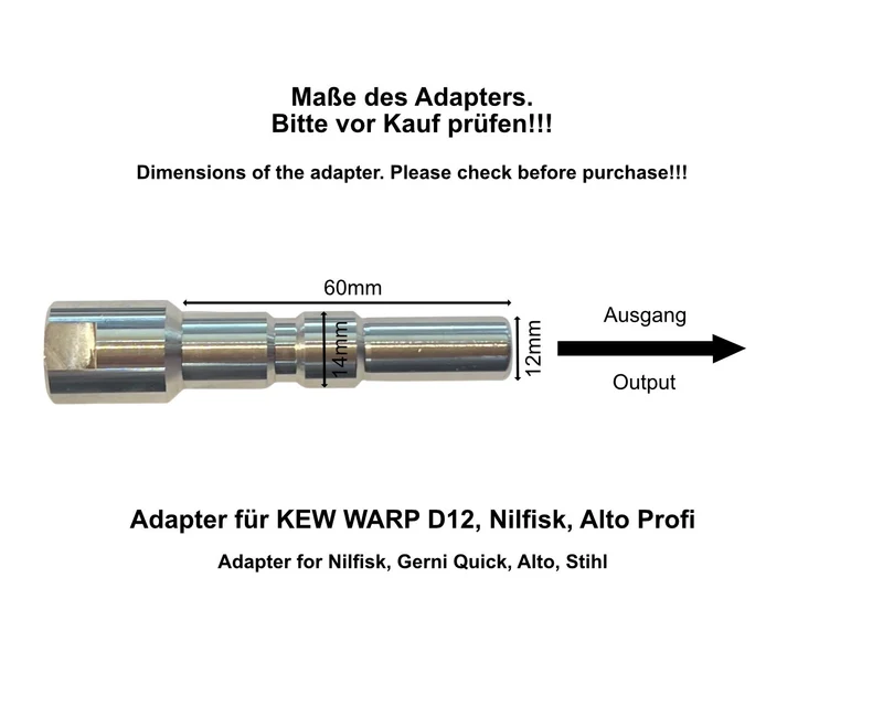 Adapter M22 x 1,5 AG für KEW, WAP, Alto, Nilfisk, Kränzle D12 flexibel Edelstahl