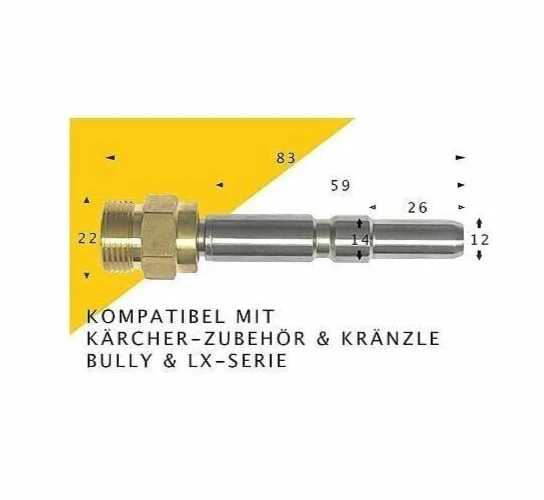 Adapter M22 x 1,5 AG für KEW, WAP, Alto, Nilfisk, Kränzle D12 flexibel Edelstahl