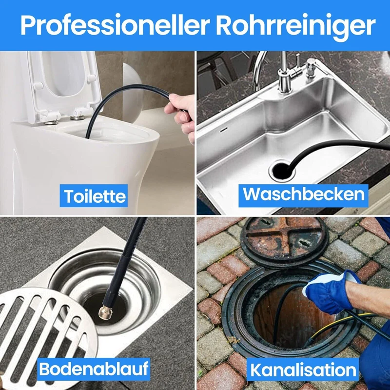 Rohrreinigungsschlauch 10m für Kärcher Kränzle Hochdruckreiniger Abfluss Rohr