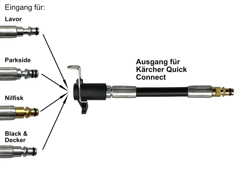 Schlauchverbinder Adapter von Nifisk Parkside B&D Lavor zu Kärcher Quick Connect