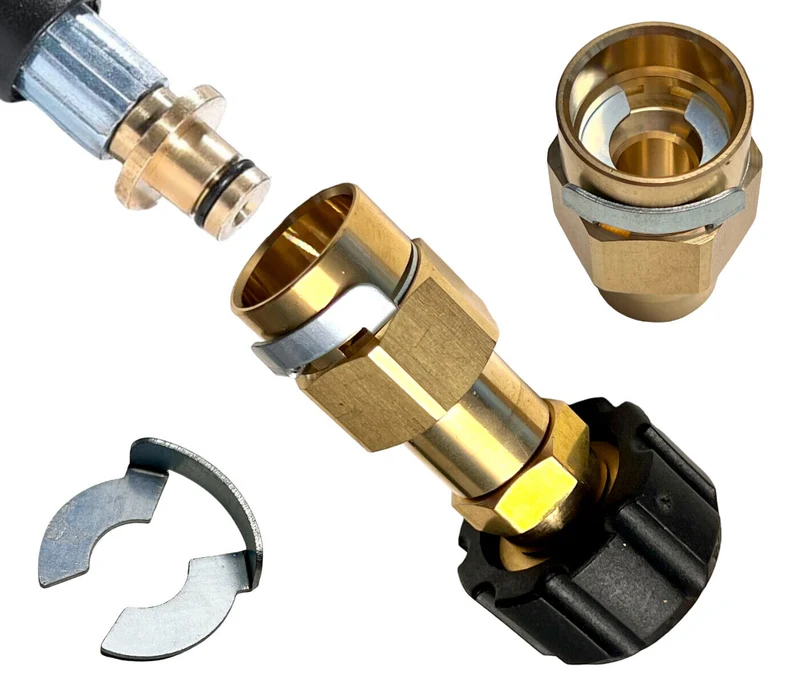 Schlauchadapter für Kärcher 10mm Stecknippel mit Clip Gegenstück 1/4" M22 AG/IG