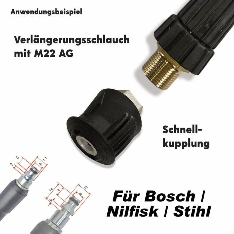 5 Meter Verlängerungsschlauch von Kärcher Click auf Nilfisk Lavor Bosch Stihl