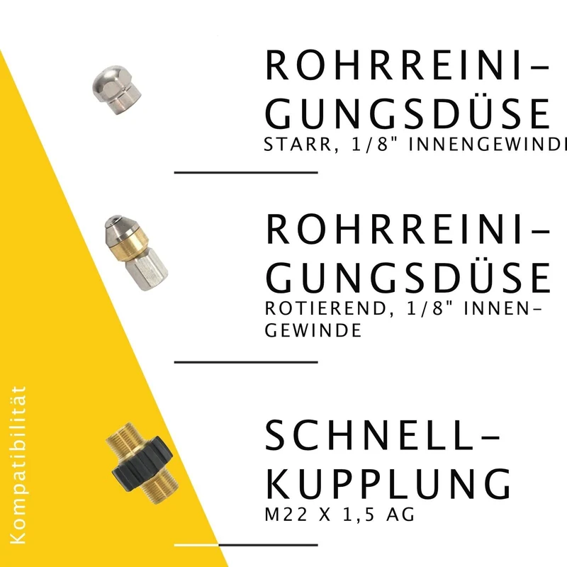 Rohrreinigungsschlauch SET für KÄRCHER KRÄNZLE NILFISK ALTO WAP HD HDS Hochdruck