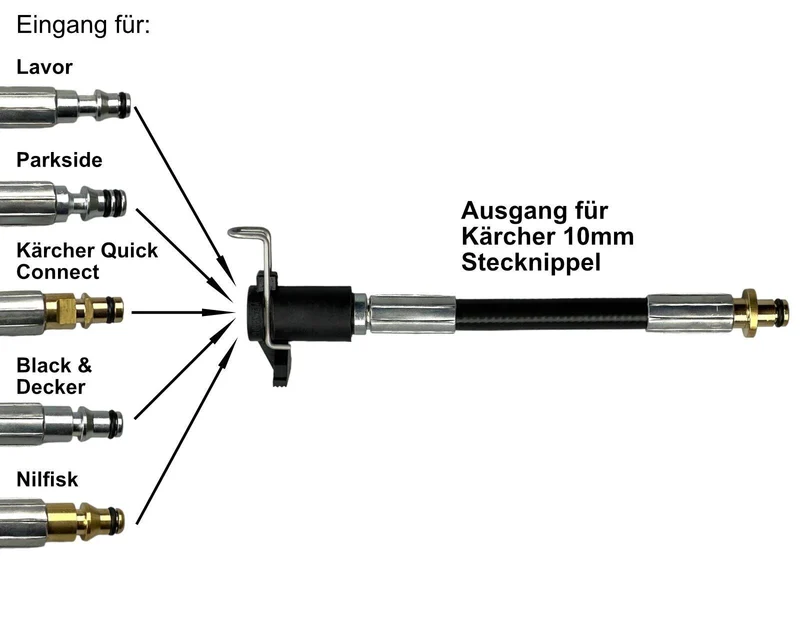 Schlauchverbinder Adapter von Kärcher Quick Nifisk Parkside B&D zu Kärcher 10mm