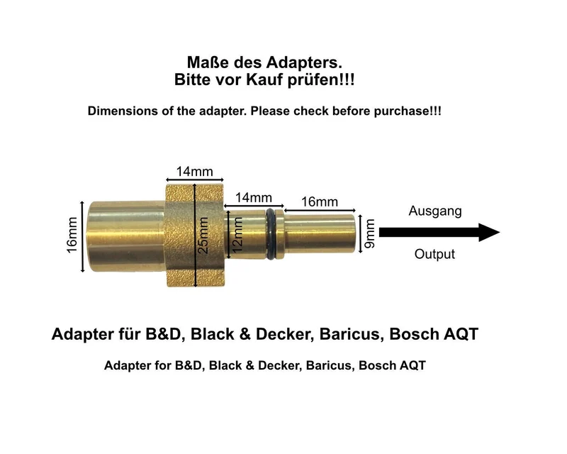 Dreckfräse 5 Düsenspitzen für Black&Decker, Bosch AQT Stecknippe Schnellkupplung