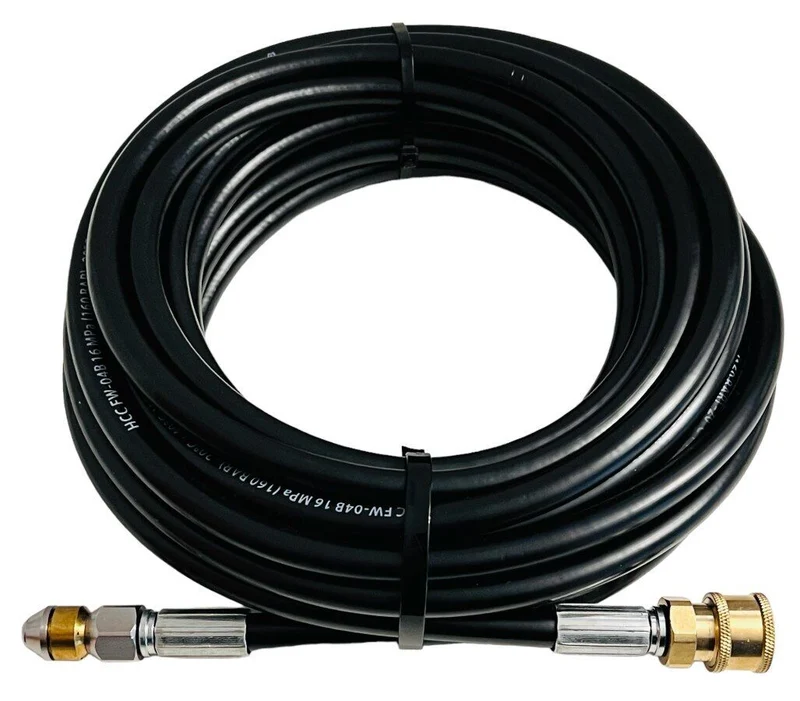 15m Rohrreinigungsschlauch 1/4" Schnellkupplung für Kärcher Kränzle etc. + Düsen