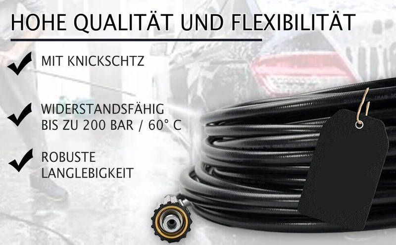 7-Teilig Rohrreinigungsschlauch für Kärcher Kränzle NILFISK ALTO HD Adapter