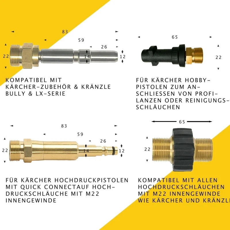 7-Teilig Rohrreinigungsschlauch für Kärcher Kränzle NILFISK ALTO HD Adapter
