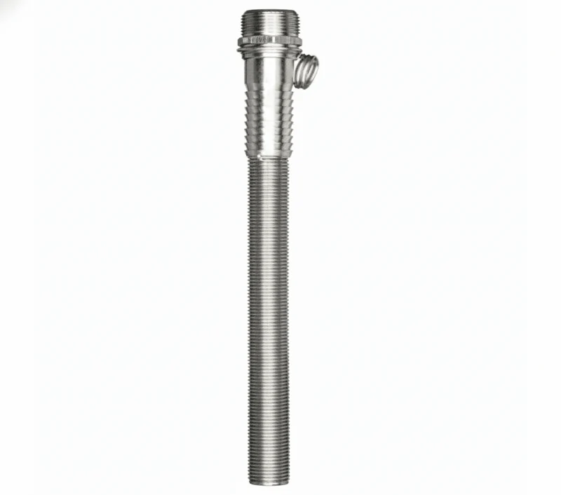 HG8LT-5/8-B Swivel adapter (3/8" NPT x 5/8" hose barb), brass & stainless steel w/ 12" Long SS Hose Guard (for 150 Lite Series Nozzles Only)